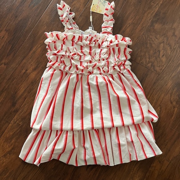NWT Truly Me Red and White Striped Ruffle Sundress-Size 6 - Picture 1 of 5
